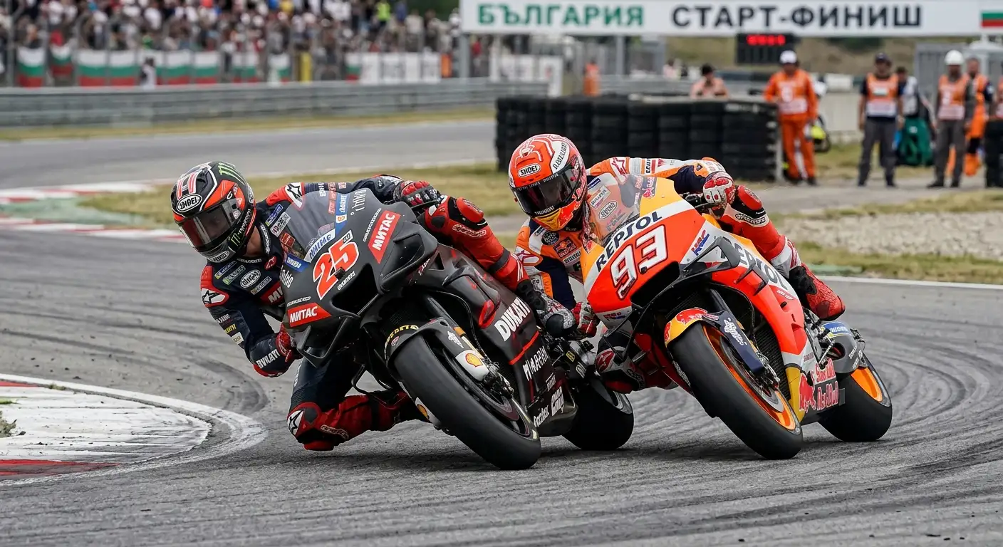 Директен дуел и изпреварване между мотоциклетисти в MotoGP